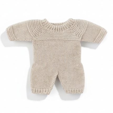 Dzianinowa piżama dla lalki 21 cm beżowa Miniland