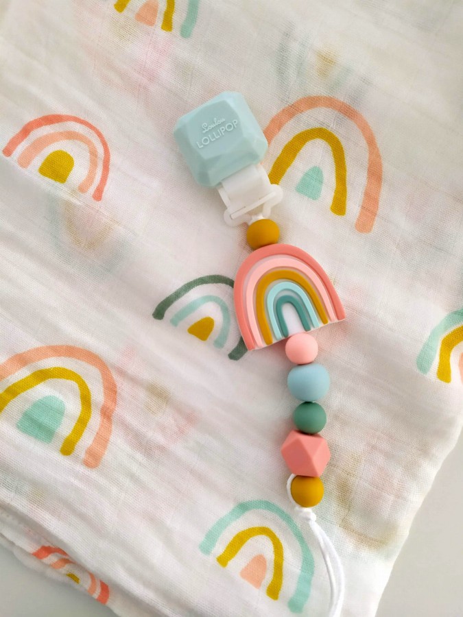 Silikonowa zawieszka do smoczka i gryzaka Darling Rainbow 0m+ / Loulou Lollipop