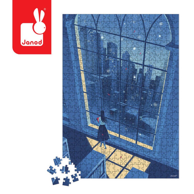 Puzzle artystyczne - Nocny widok w błękicie, 500 elementów  / Janod