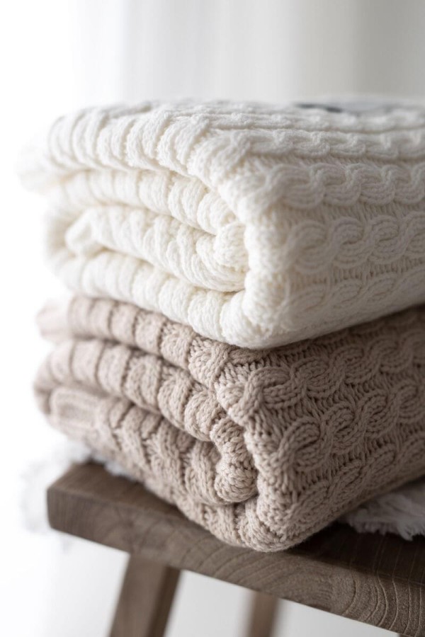 Ciepły kocyk ze 100% wełny merino warm beige - premium collection / My Memi