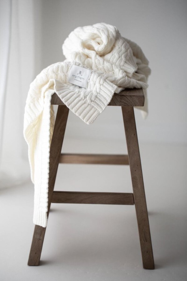 Ciepły kocyk ze 100% wełny merino cream - premium collection / My Memi