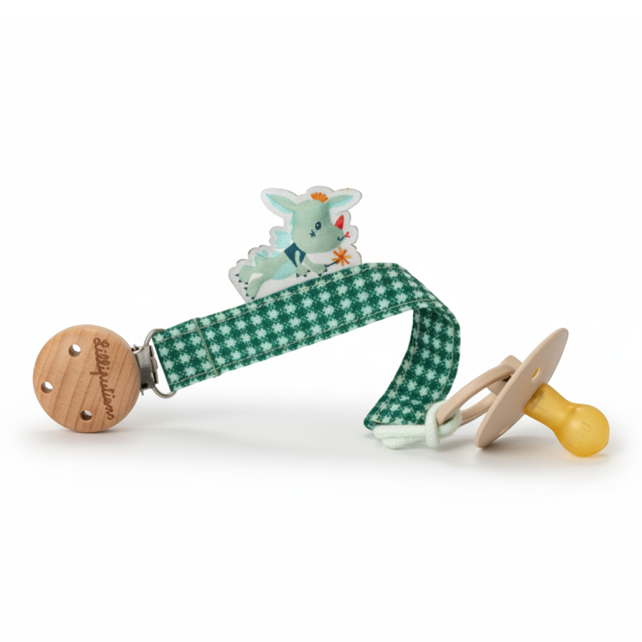 Zawieszka do smoczka ECO z drewnianym klipsem Smok Joe / Lilliputiens