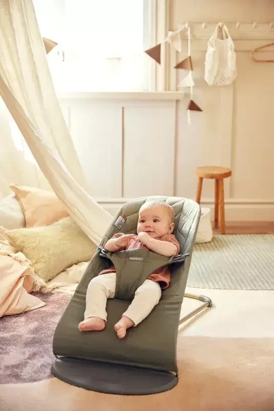 BABYBJORN - leżaczek BLISS WOVEN, Petal Quilt, Ciemnozielony