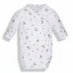 Body z długim rękawem - malinowe kwiaty / POOFI