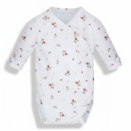 Body z długim rękawem - malinowe kwiaty / POOFI