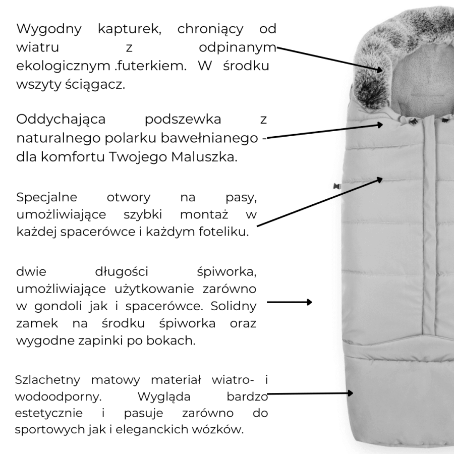 Śpiworek do wózka Combi - Szary jasny pastel / Beztroska