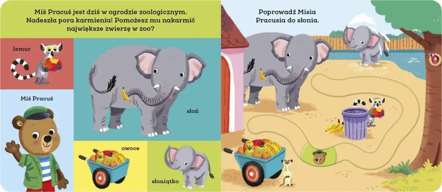 Miś Pracuś. Przesuń paluszkiem. W zoo / Wydawnictwo Wilga