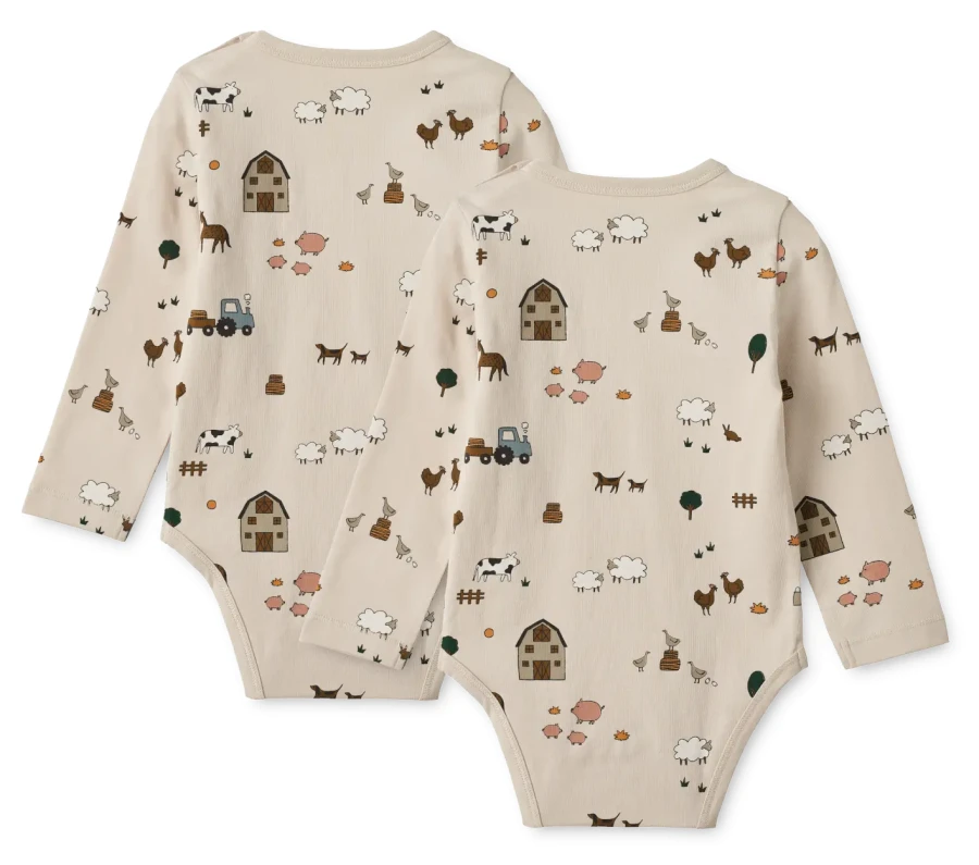 Body niemowlęce Yanni 2-pak - Farm, Sandy / Liewood