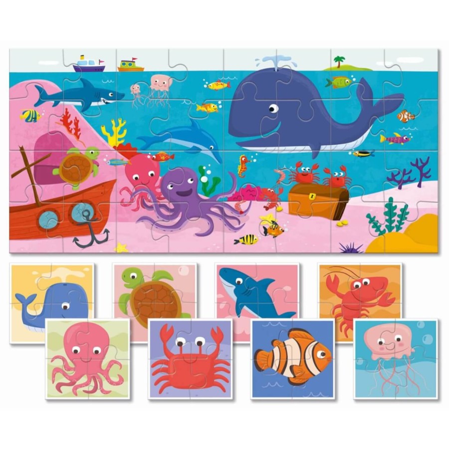Baby puzzle - dwustronne puzzle dla najmłodszych - MORZE / Ludaticca