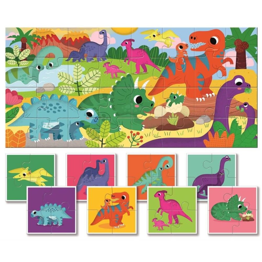 Baby puzzle - dwustronne puzzle dla najmłodszych - DINOZAURY / Ludaticca