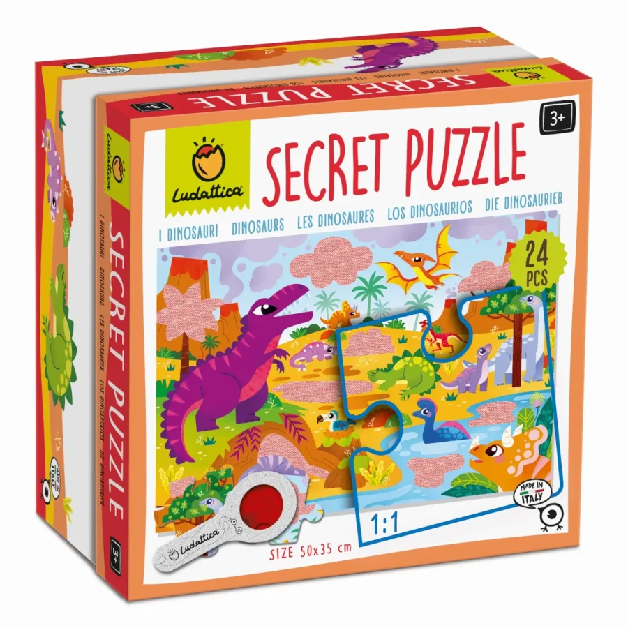 SECRET PUZZLE - puzzle z tajemnicą - DINOZAURY / Ludaticca