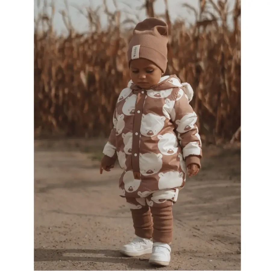 Kombinezon zimowy - misie polarne na brązowym / Zezuzulla ZZZ