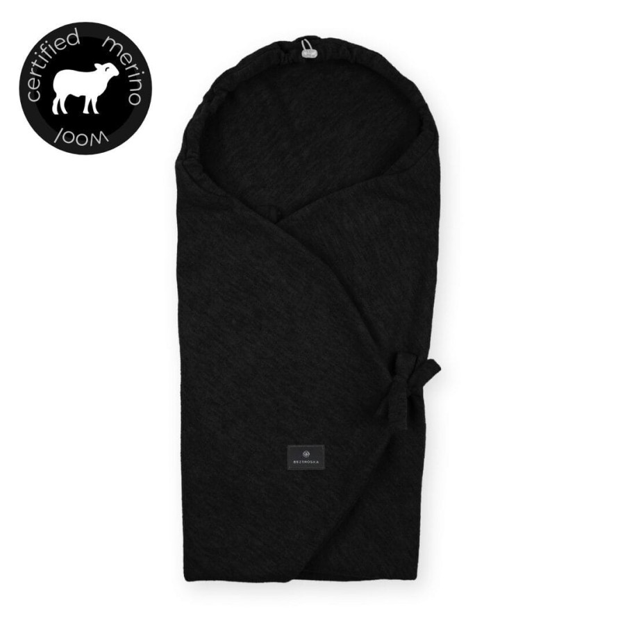 Otulacz do fotelika i gondoli z wełny merino - czarny / Beztroska
