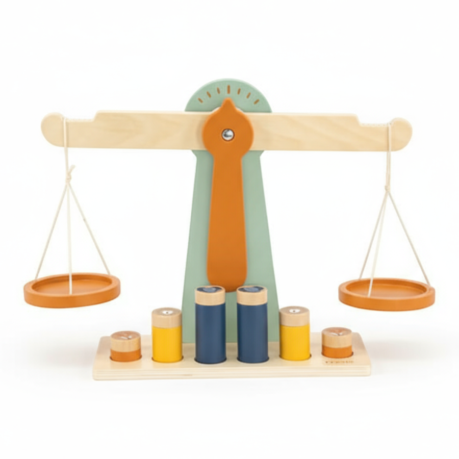 Drewniana waga szalkowa z odważnikami / Trixie