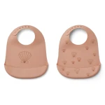 Silikonowy śliniak z kieszonką Tilda 2-pak - Seashell, Pale tuscany / Liewood