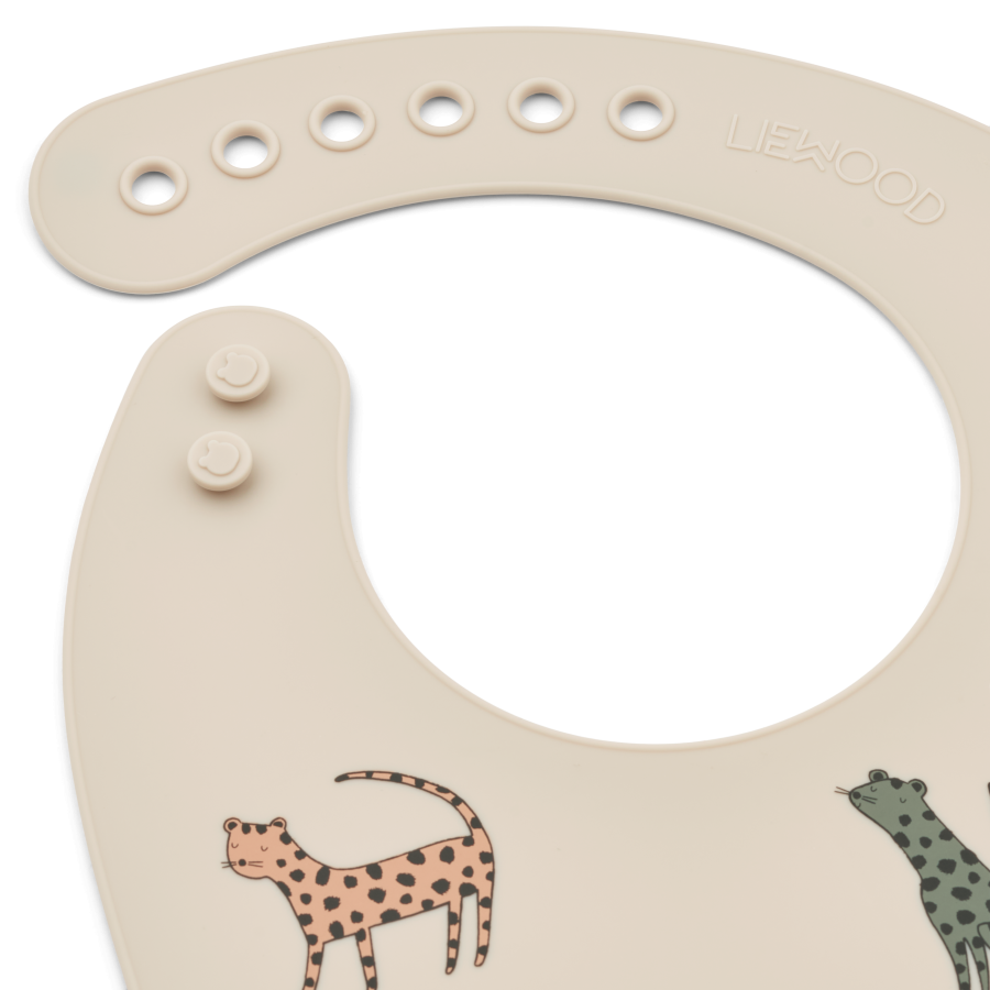 Silikonowy śliniak z kieszonką Tilda 2-pak - Leopard multi mix / Liewood