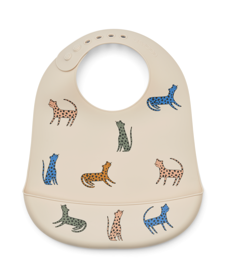 Silikonowy śliniak z kieszonką Tilda 2-pak - Leopard multi mix / Liewood