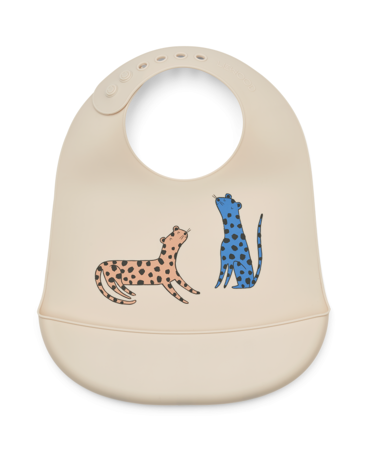 Silikonowy śliniak z kieszonką Tilda 2-pak - Leopard multi mix / Liewood