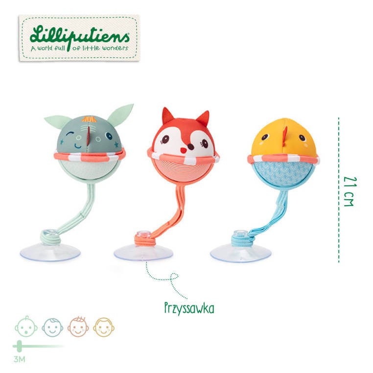 Zestaw 3 piłeczek do kąpieli z przyssawkami Smok Joe 3 m+ / Lilliputiens