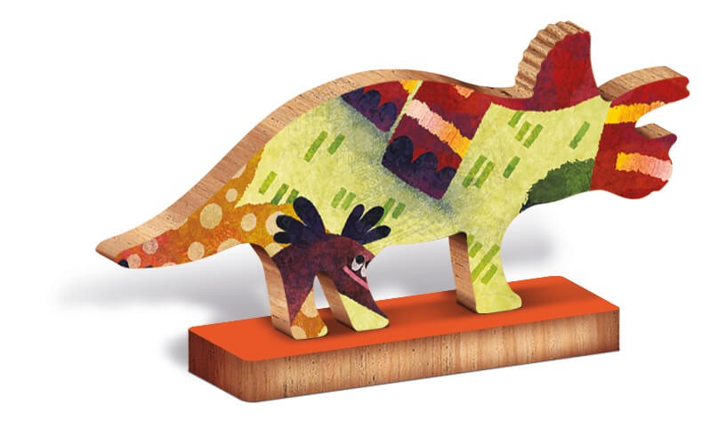 WOODY PUZZLE – drewniane puzzle konturowe – DINOZAURY / Ludattica