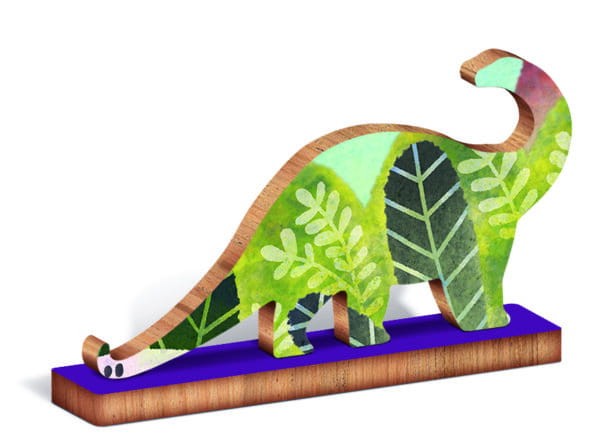 WOODY PUZZLE – drewniane puzzle konturowe – DINOZAURY / Ludattica