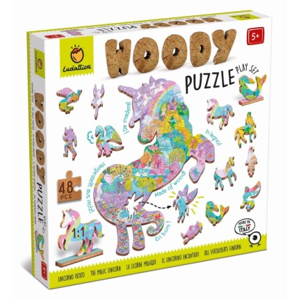 WOODY PUZZLE – drewniane puzzle konturowe – BAŚNIOWE POSTACI / Ludattica