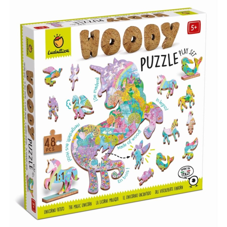 WOODY PUZZLE – drewniane puzzle konturowe – BAŚNIOWE POSTACI / Ludattica