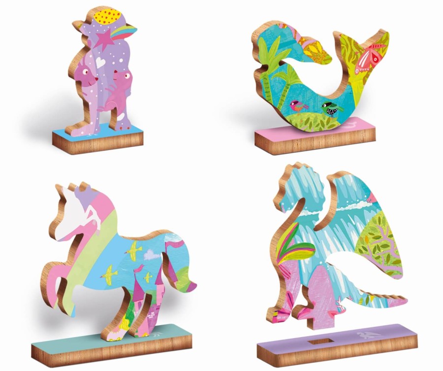 WOODY PUZZLE – drewniane puzzle konturowe – BAŚNIOWE POSTACI / Ludattica