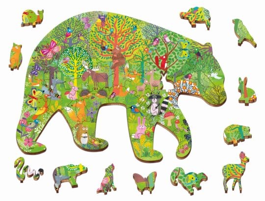 WOODY PUZZLE – drewniane puzzle konturowe – LAS / Ludattica
