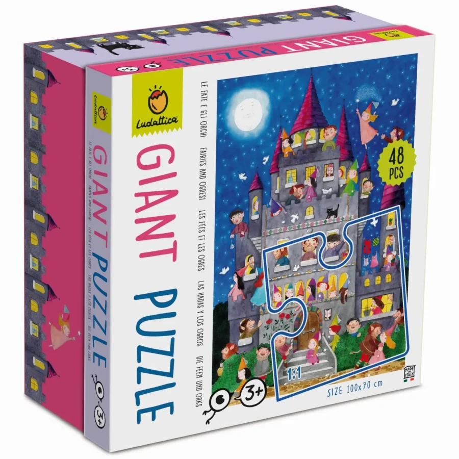 GIANT PUZZLE – puzzle podłogowe – ZAMEK Z WRÓŻKAMI I ORKAMI / Ludattica