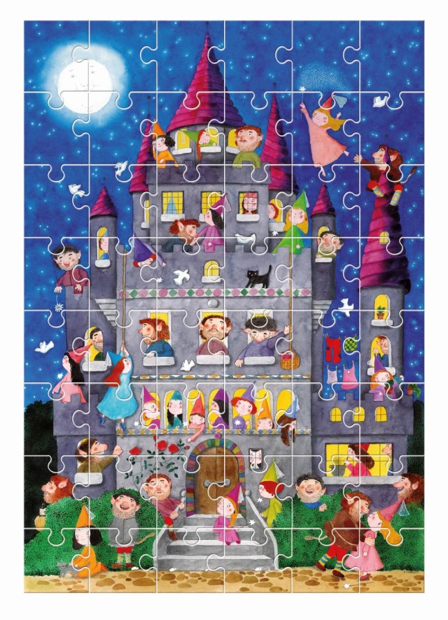GIANT PUZZLE – puzzle podłogowe – ZAMEK Z WRÓŻKAMI I ORKAMI / Ludattica
