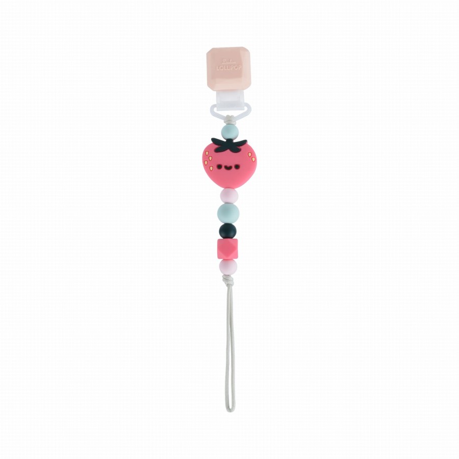 Silikonowa zawieszka do smoczka i gryzaka Darling - Strawberry 0m+ / Loulou Lollipop
