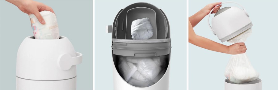 Kosz na zużyte pieluchy Magic Majestic - biały (na 25 pieluch) + worki / Magic