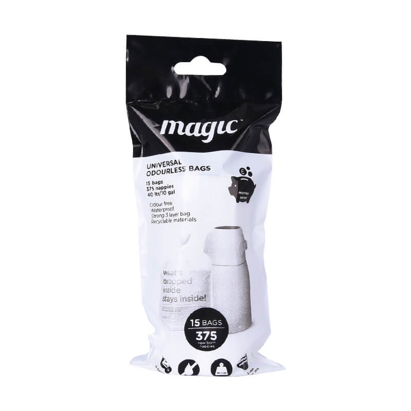 Kosz na zużyte pieluchy Magic Majestic - biały (na 25 pieluch) + worki / Magic