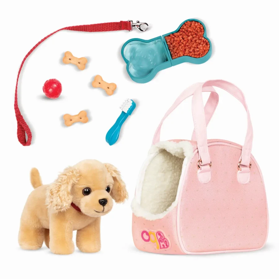 Piesek COCKER SPANIEL w torebce – Hop in Dog Carrier /  OurGeneration