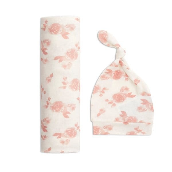 Zestaw miękki kocyk i czapeczka Snuggle Knit - Rosettes / aden+anais