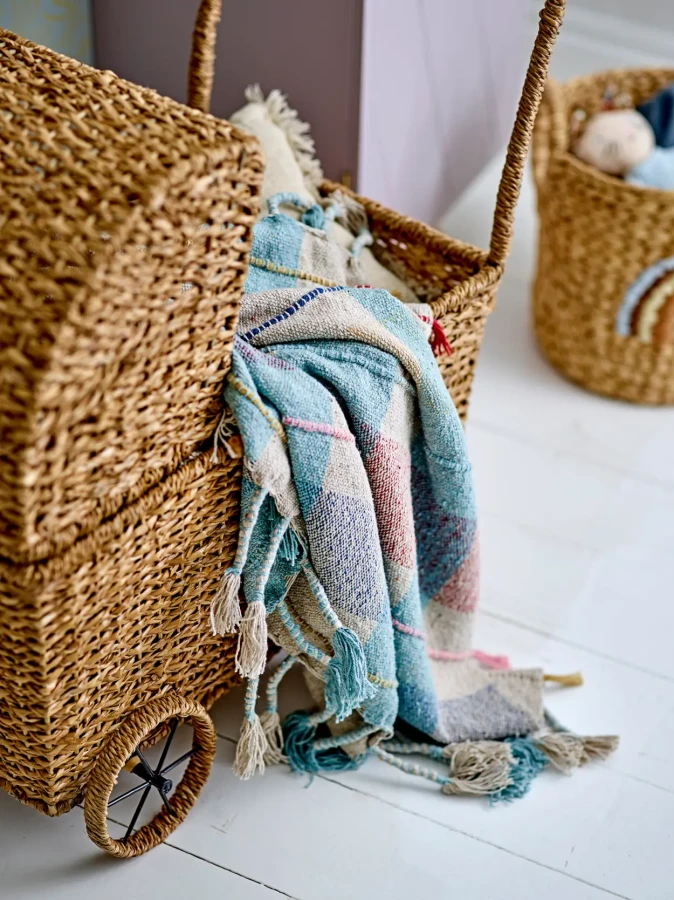 Bawełniana narzuta Mille - blue, 160x130 cm / Bloomingville Mini