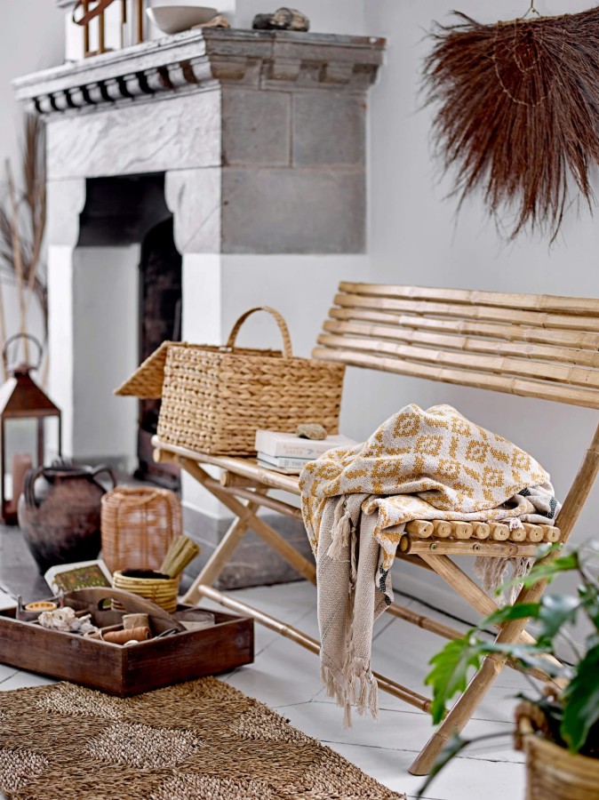 Bawełniana narzuta Fini - yellow, 160x130 cm / Bloomingville Mini