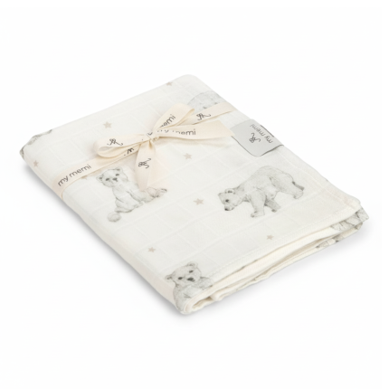 Bambusowy otulacz muślinowy 120x120 - little bears / My Memi