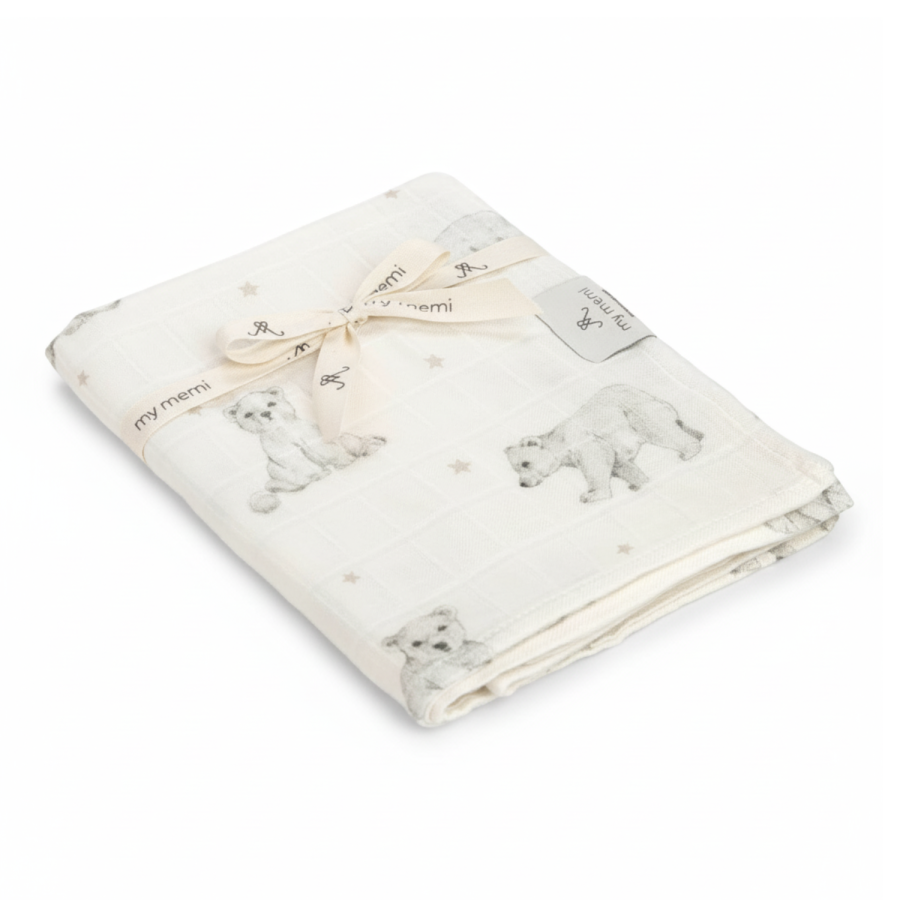 Bambusowy otulacz muślinowy 120x120 - little bears / My Memi
