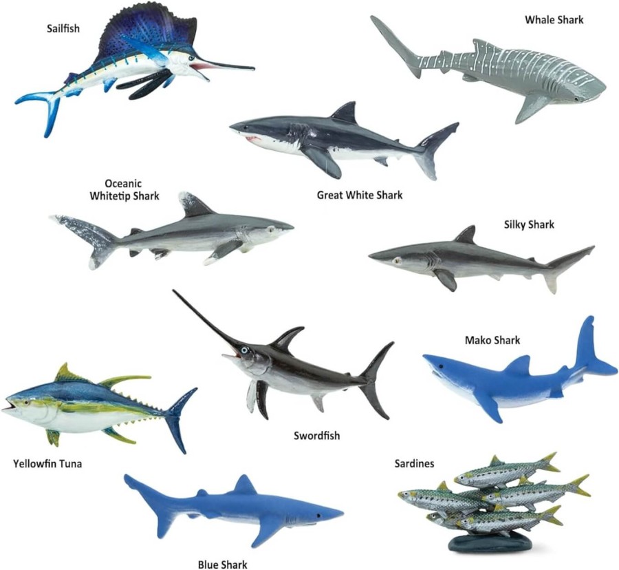Zestaw Figurek w Tubie - Duże Ryby Pelagiczne w tym Rekiny / Safari Ltd.