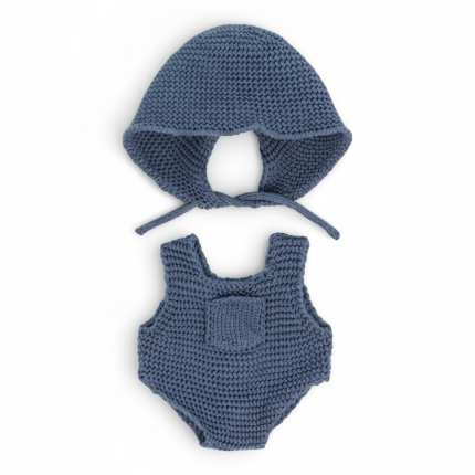 Dzianinowy zestaw dla lalki 21cm - Rompers z czapką Miniland