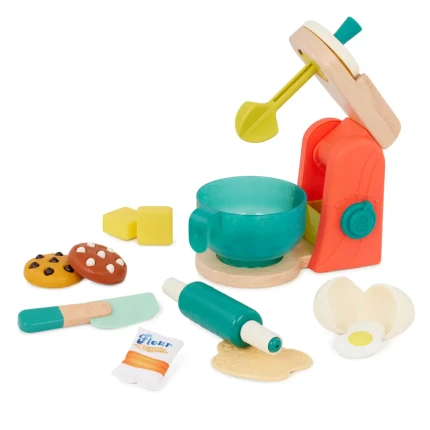 Mini Chef – Mix & Bake Playset – drewniany mikser z akcesoriami i składnikami do pieczenia ciast / B.Toys