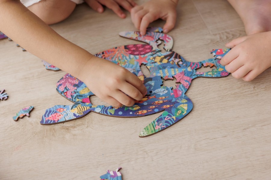 WOODY PUZZLE – drewniane puzzle konturowe – OCEAN / Ludattica