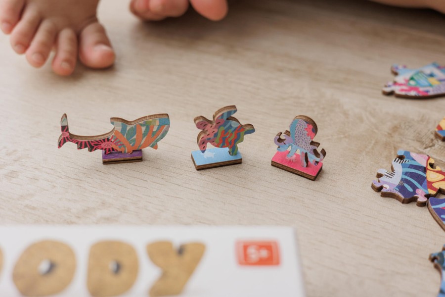 WOODY PUZZLE – drewniane puzzle konturowe – OCEAN / Ludattica