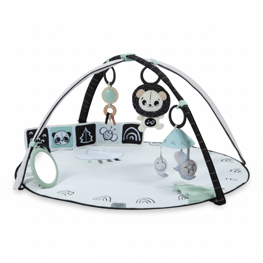 Gimnastyka, mata edukacyjna z pałąkami Decor - czarno-biała / Tiny Love