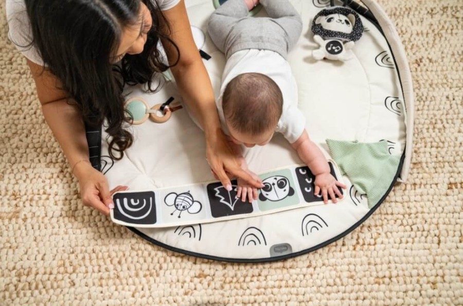 Gimnastyka, mata edukacyjna z pałąkami Decor - czarno-biała / Tiny Love