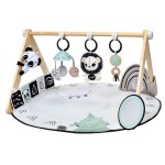 Gimnastyka, mata edukacyjna z drewnianym stojakiem Decor Luxe - czarno-biała / Tiny Love