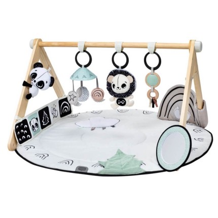 Gimnastyka, mata edukacyjna z drewnianym stojakiem Decor Luxe - czarno-biała / Tiny Love