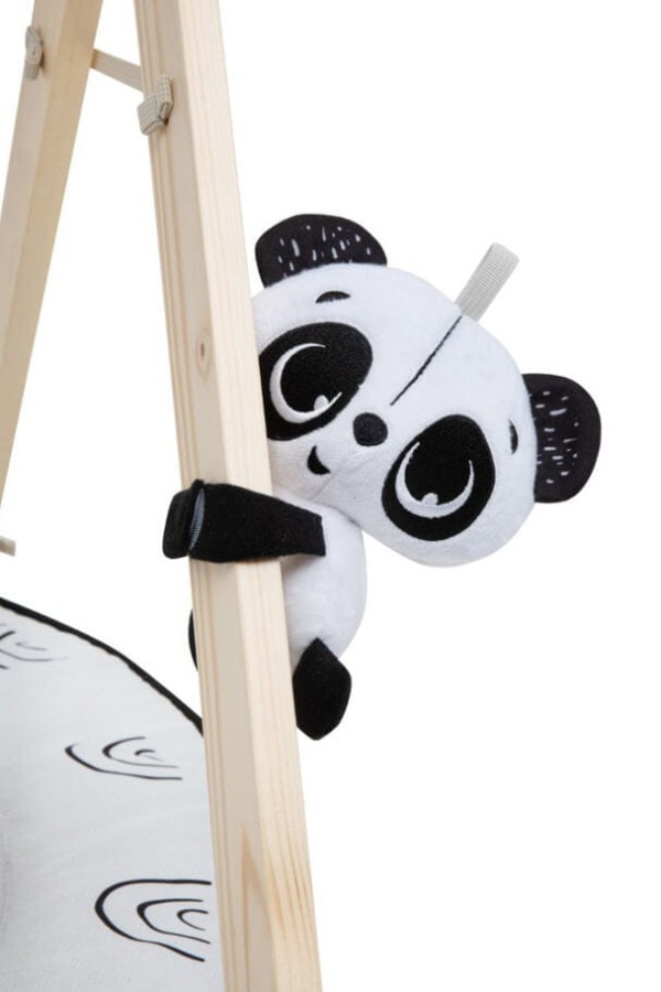 Gimnastyka, mata edukacyjna z drewnianym stojakiem Decor Luxe - czarno-biała / Tiny Love